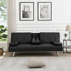 Sofa Bed with Armrest and Stainless Steel Legs - 31.70 x 66.10 x 28.30