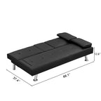 Sofa Bed with Armrest and Stainless Steel Legs - 31.70 x 66.10 x 28.30