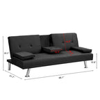 Sofa Bed with Armrest and Stainless Steel Legs - 31.70 x 66.10 x 28.30