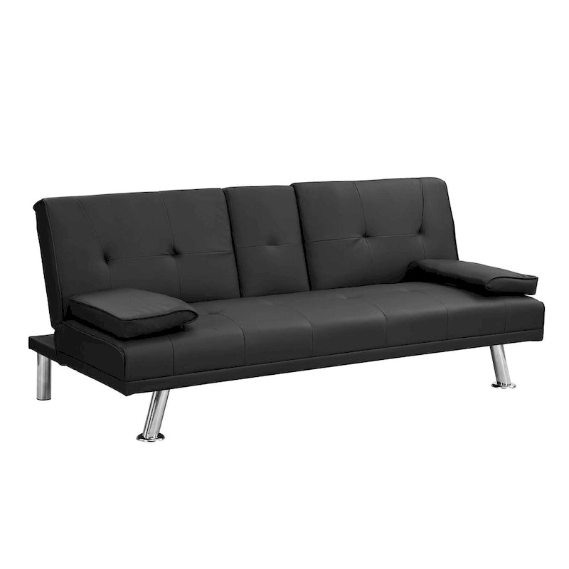 Sofa Bed with Armrest and Stainless Steel Legs - 31.70 x 66.10 x 28.30