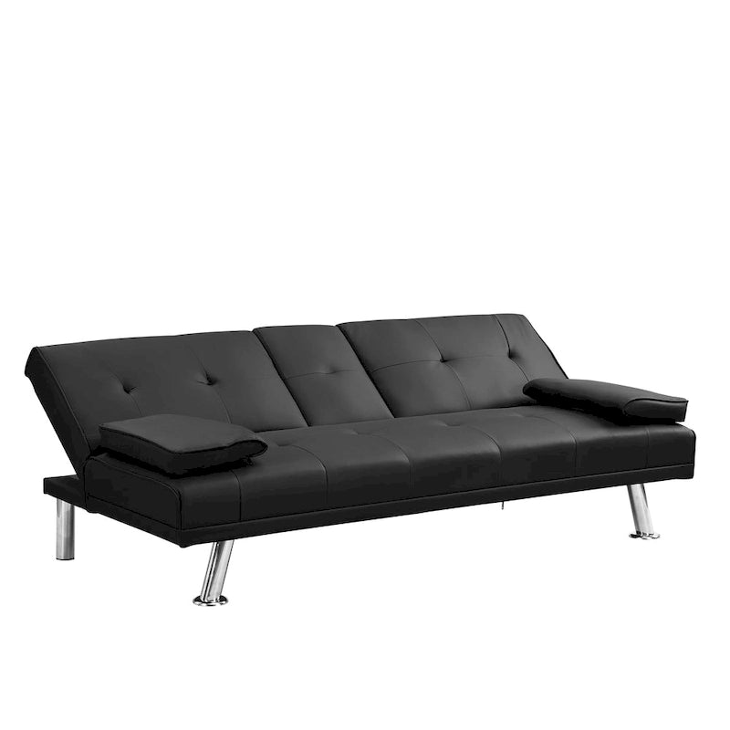 Sofa Bed with Armrest and Stainless Steel Legs - 31.70 x 66.10 x 28.30