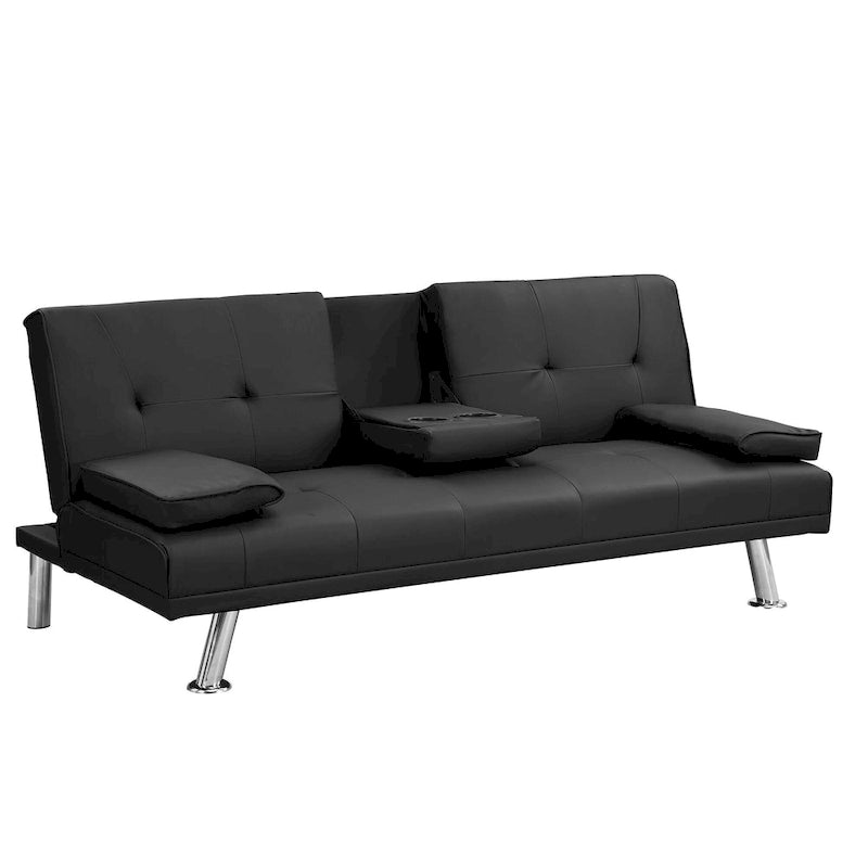 Sofa Bed with Armrest and Stainless Steel Legs - 31.70 x 66.10 x 28.30