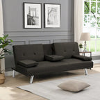 Sofa Bed with Armrest and Stainless Steel Legs - 31.70 x 66.10 x 28.30