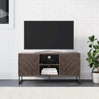 Nathan James Dylan Media Console Cabinet TV Stand with Hidden Storage Herringbone Pattern Wood Metal - 47 inches in width