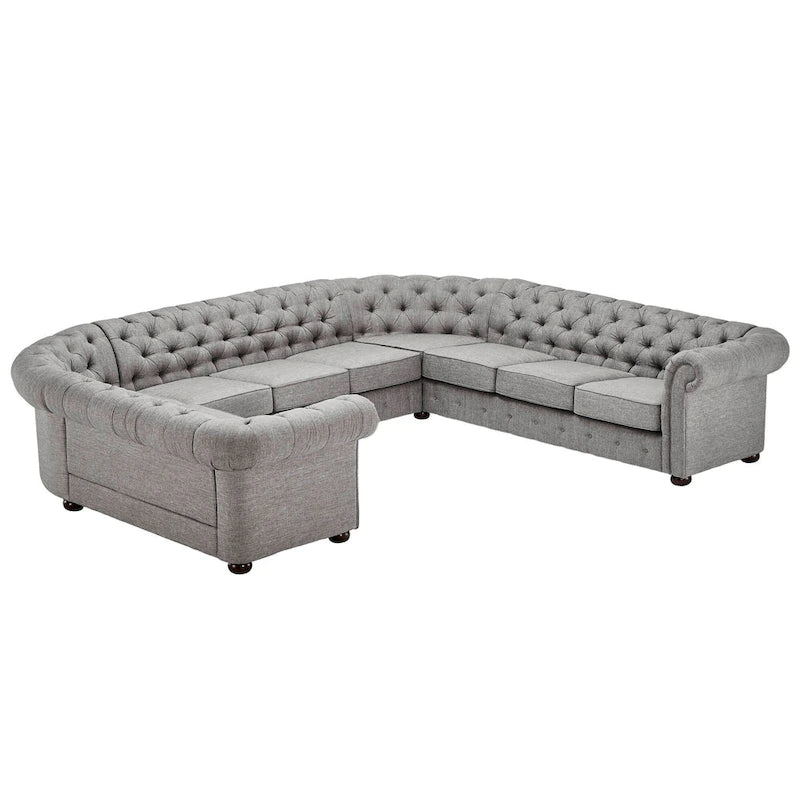 Knightsbridge Tufted Scroll Arm Chesterfield U-shaped Sectional by iNSPIRE Q Artisan
