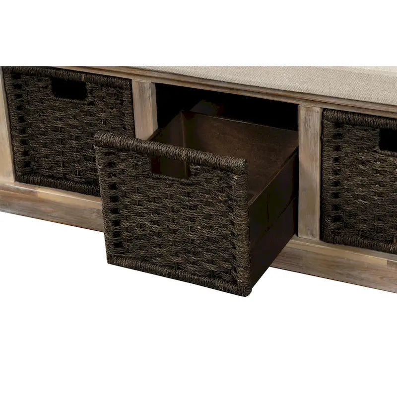 Nestfair Entryway Storage Bench with Cushion and Basket