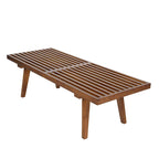 48 Rectangular Platform Entryway Bench in Natural Wood Modern Slatted Design for Living Room Home & Office