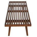 48 Rectangular Platform Entryway Bench in Natural Wood Modern Slatted Design for Living Room Home & Office