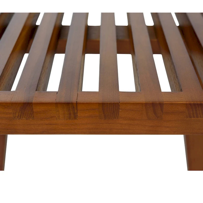 48 Rectangular Platform Entryway Bench in Natural Wood Modern Slatted Design for Living Room Home & Office