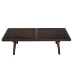 48 Rectangular Platform Entryway Bench in Natural Wood Modern Slatted Design for Living Room Home & Office
