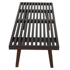 48 Rectangular Platform Entryway Bench in Natural Wood Modern Slatted Design for Living Room Home & Office