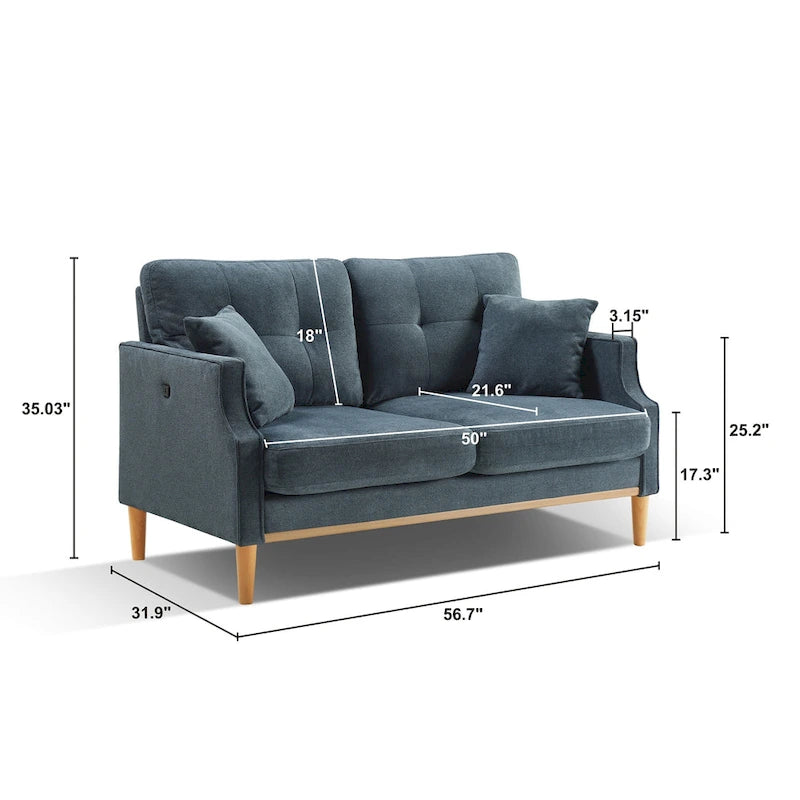 Loveseat With Waterproof Fabric, USB Charge