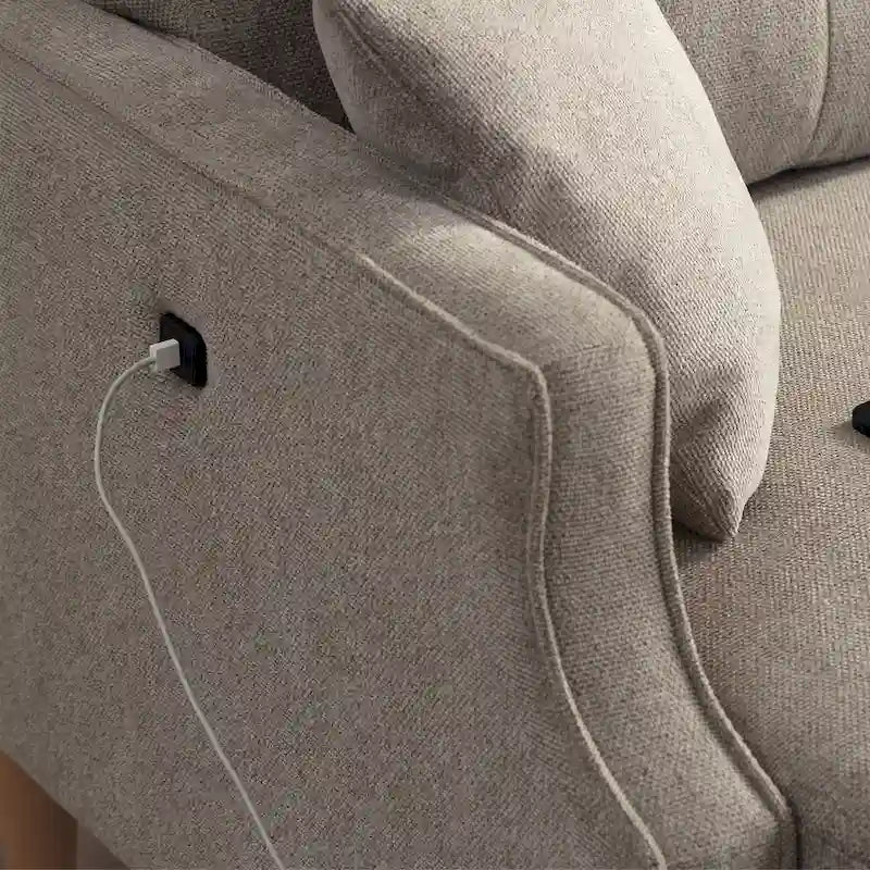 Loveseat With Waterproof Fabric, USB Charge