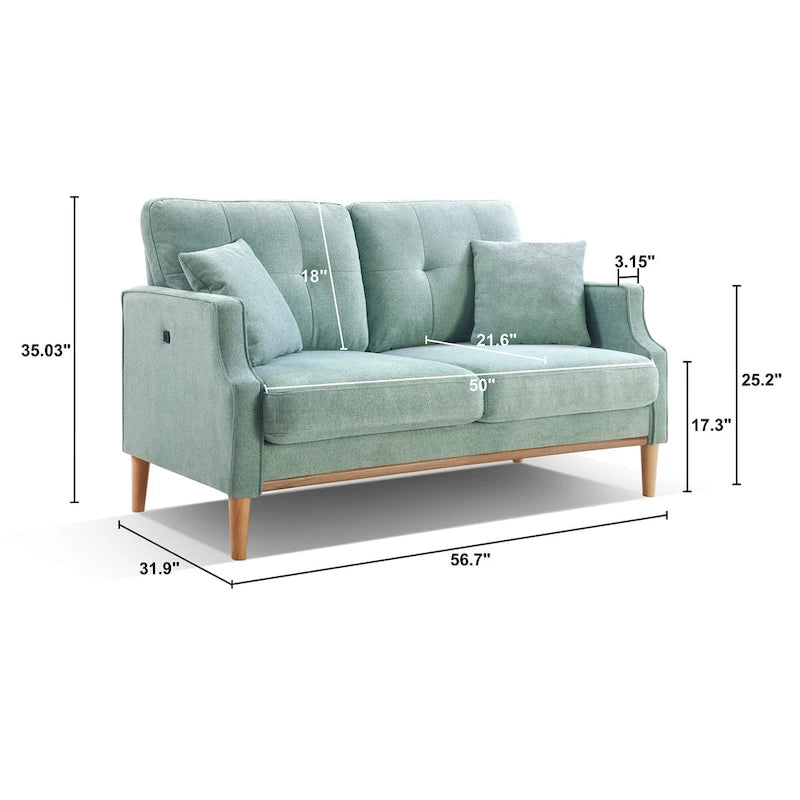 Loveseat With Waterproof Fabric, USB Charge