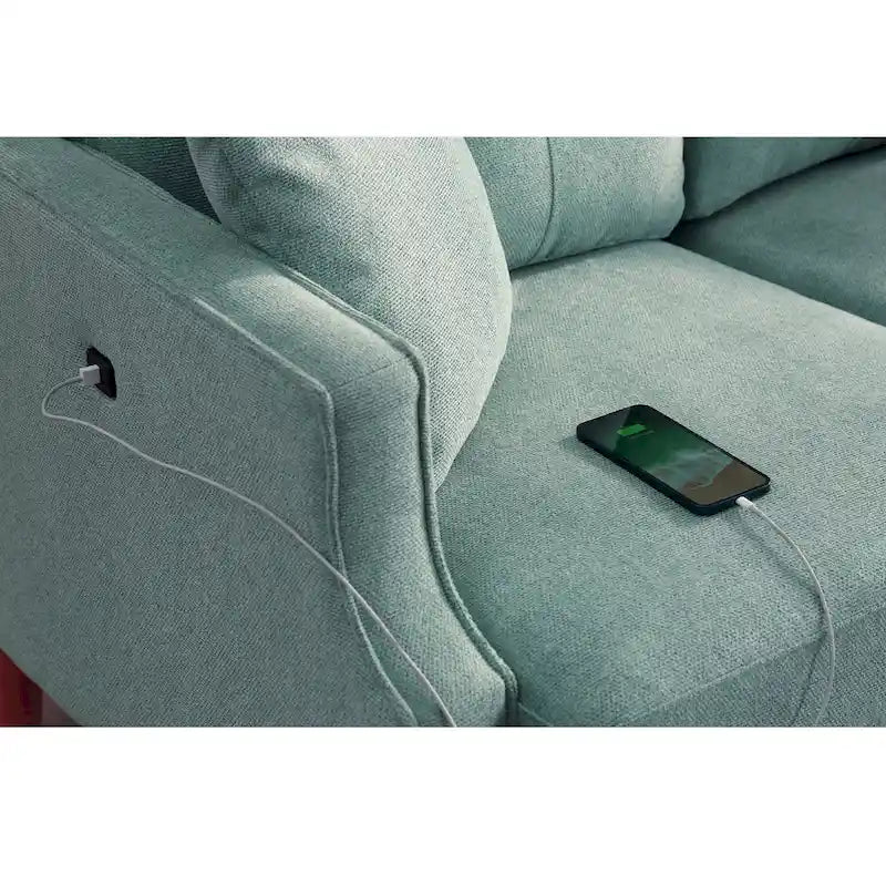 Loveseat With Waterproof Fabric, USB Charge