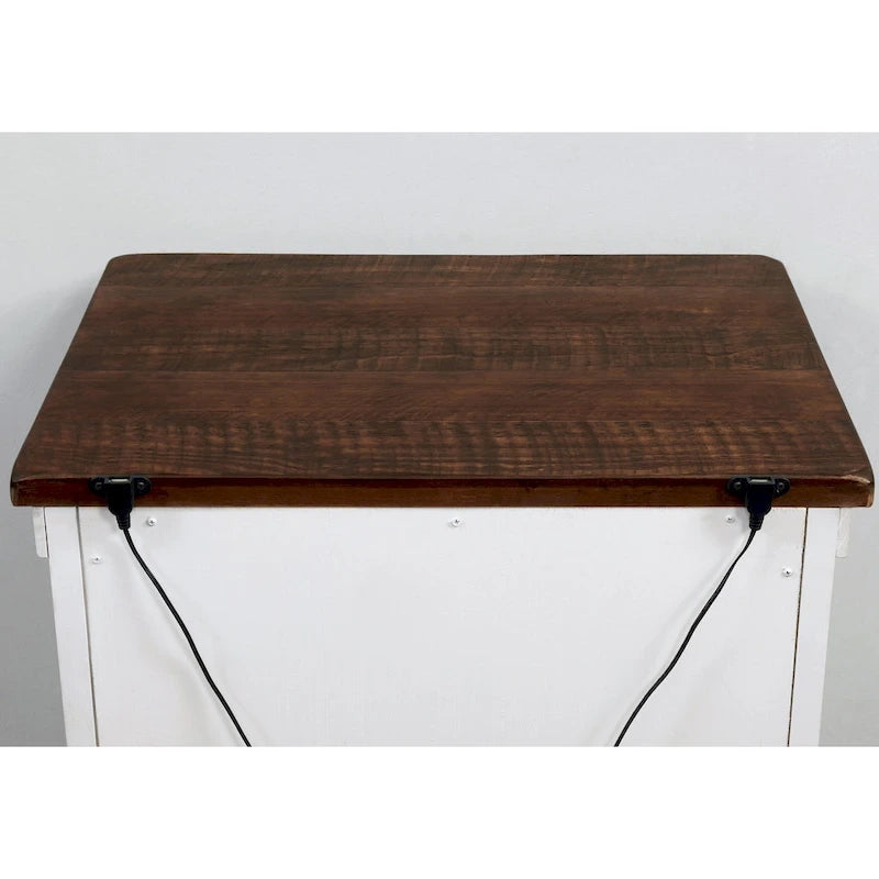 Ynez Farmhouse White Pine 3-Piece Panel Bedroom Set with USB Port by Furniture of America