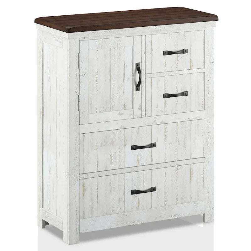 Ynez Farmhouse White Pine 3-Piece Panel Bedroom Set with USB Port by Furniture of America