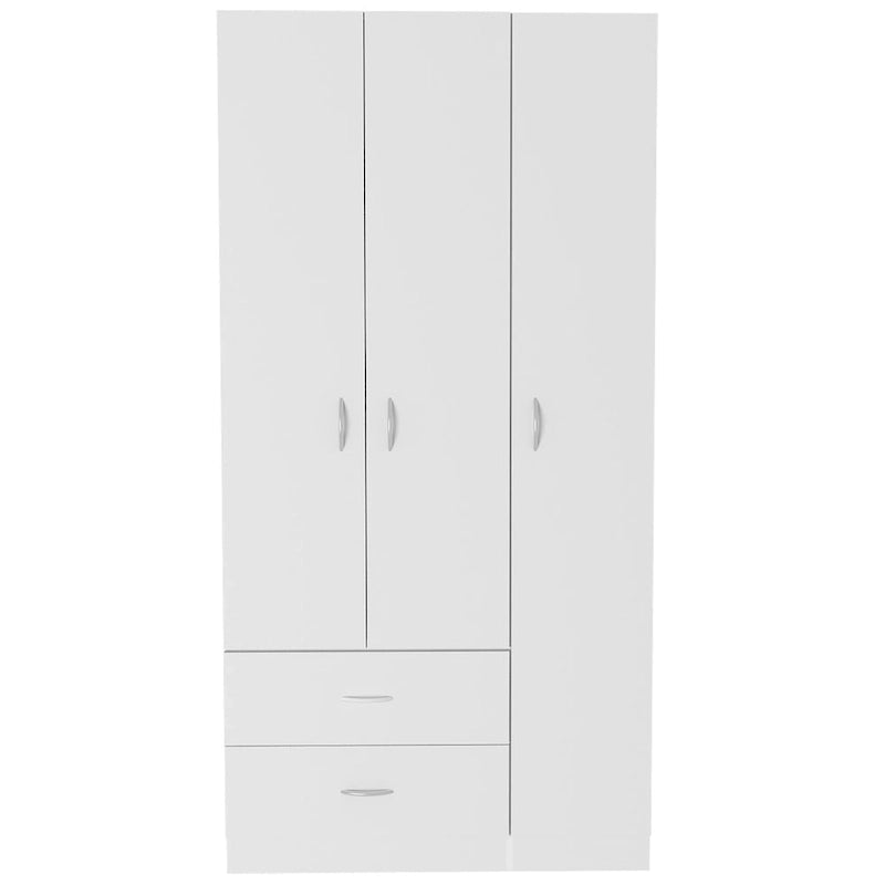 FM Furniture Eureka 3 Door Armoire with 2 Drawers, Inner Shelves, and Rod