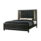 Furniture of America Quista Glam Grey Fabric Tufted LED Bed