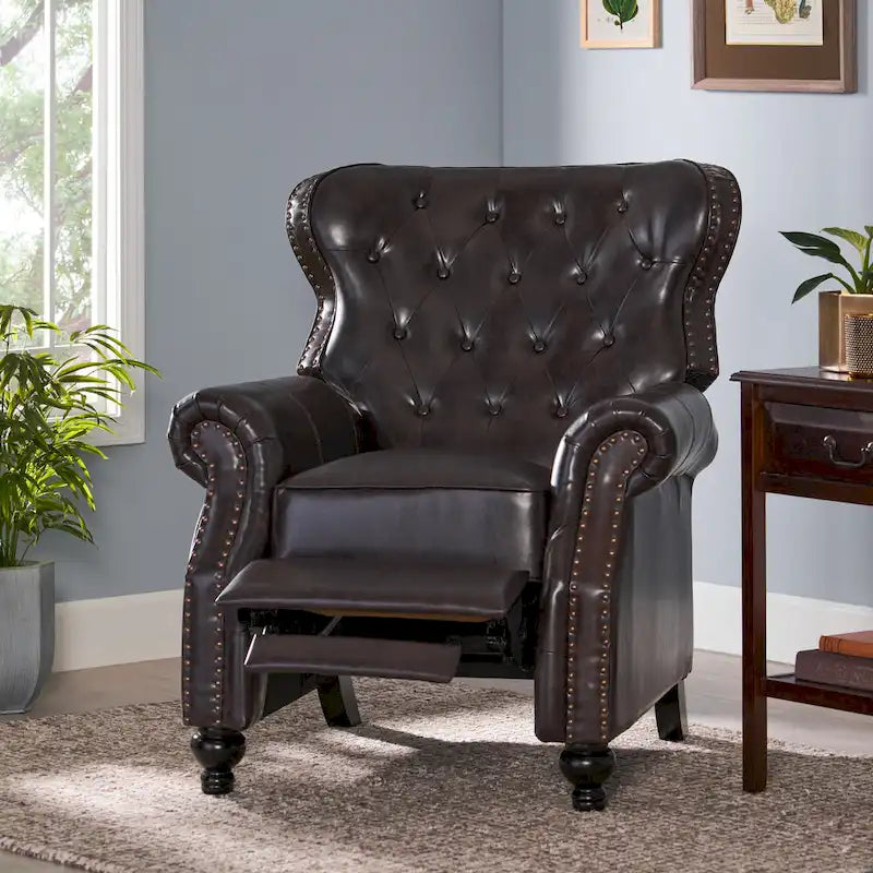 Walder Contemporary Tufted Recliner with Nailhead Trim by Christopher Knight Home