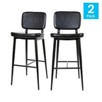 Set of 2 LeatherSoft Barstools with Iron Frame-Integrated Footrest
