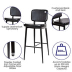 Set of 2 LeatherSoft Barstools with Iron Frame-Integrated Footrest