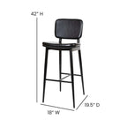 Set of 2 LeatherSoft Barstools with Iron Frame-Integrated Footrest