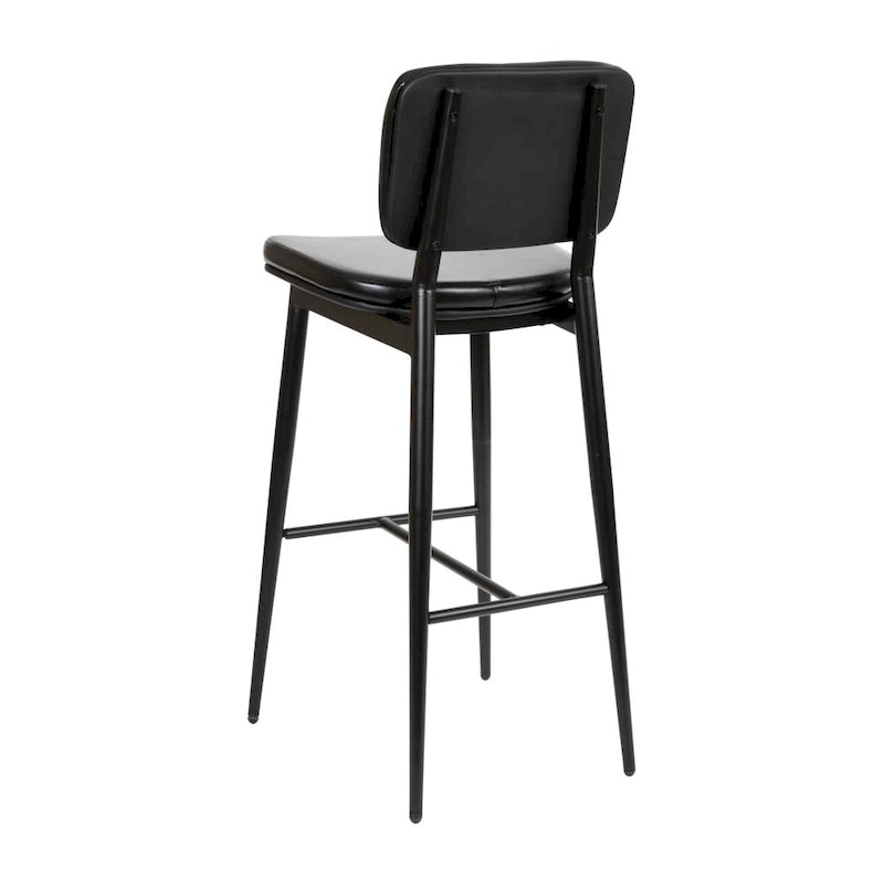 Set of 2 LeatherSoft Barstools with Iron Frame-Integrated Footrest