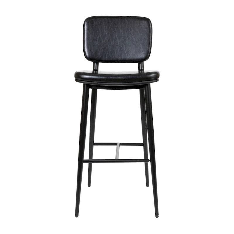 Set of 2 LeatherSoft Barstools with Iron Frame-Integrated Footrest