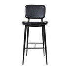 Set of 2 LeatherSoft Barstools with Iron Frame-Integrated Footrest