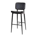 Set of 2 LeatherSoft Barstools with Iron Frame-Integrated Footrest