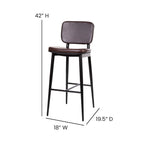 Set of 2 LeatherSoft Barstools with Iron Frame-Integrated Footrest