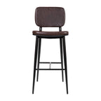 Set of 2 LeatherSoft Barstools with Iron Frame-Integrated Footrest
