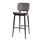 Set of 2 LeatherSoft Barstools with Iron Frame-Integrated Footrest