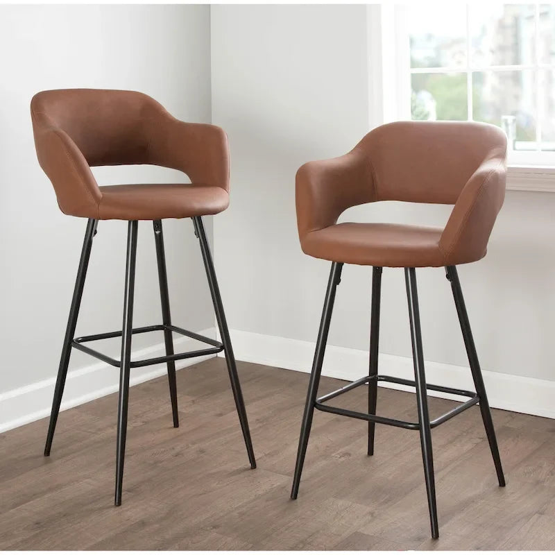Carson Carrington Vallen Faux Leather Bar Stools (Set of 2) - N/A
