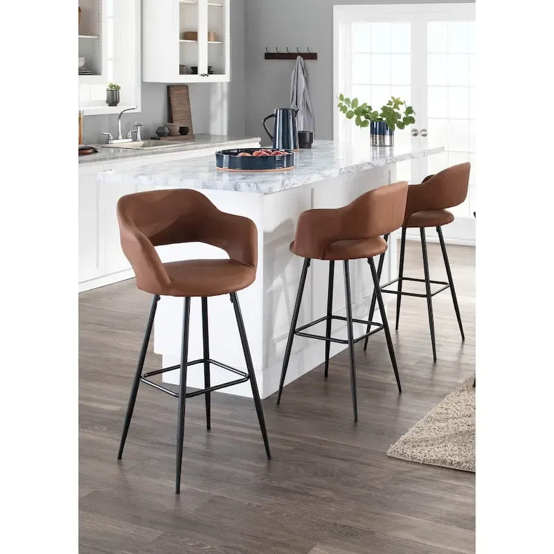 Carson Carrington Vallen Faux Leather Bar Stools (Set of 2) - N/A