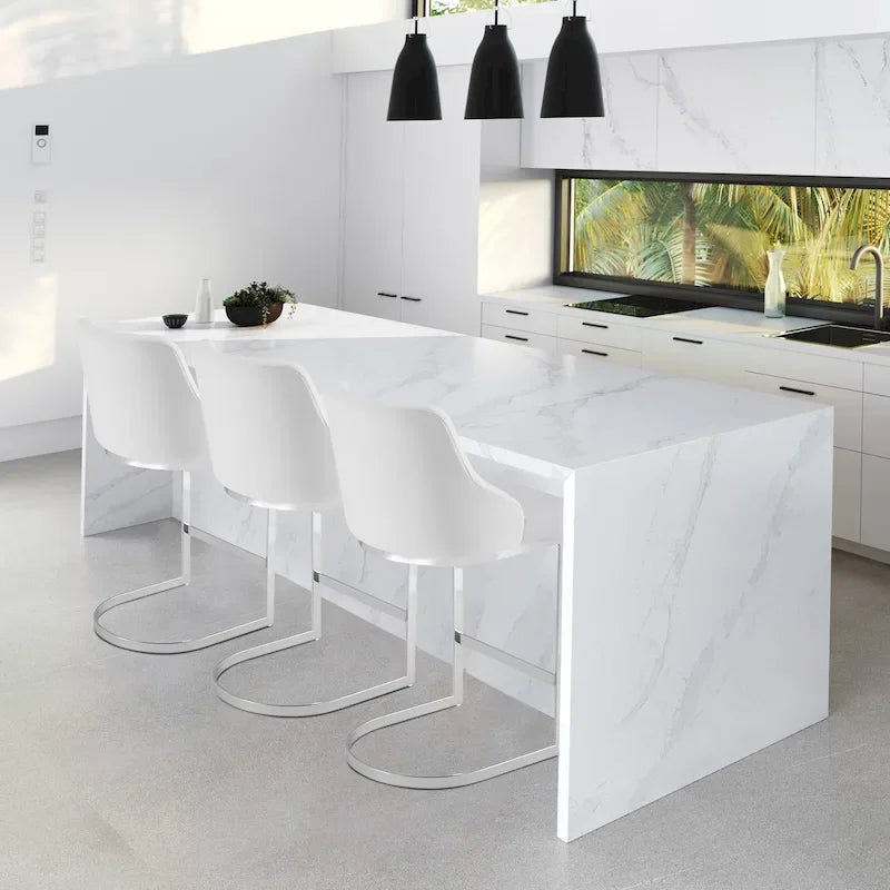 Velvet/Faux Leather Barstool, Counter Height Stools Set of 3 - 18.9W x 20.5D x 36.6H