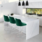 Velvet/Faux Leather Barstool, Counter Height Stools Set of 3 - 18.9W x 20.5D x 36.6H