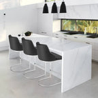 Velvet/Faux Leather Barstool, Counter Height Stools Set of 3 - 18.9W x 20.5D x 36.6H