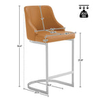 Velvet/Faux Leather Barstool, Counter Height Stools Set of 3 - 18.9W x 20.5D x 36.6H