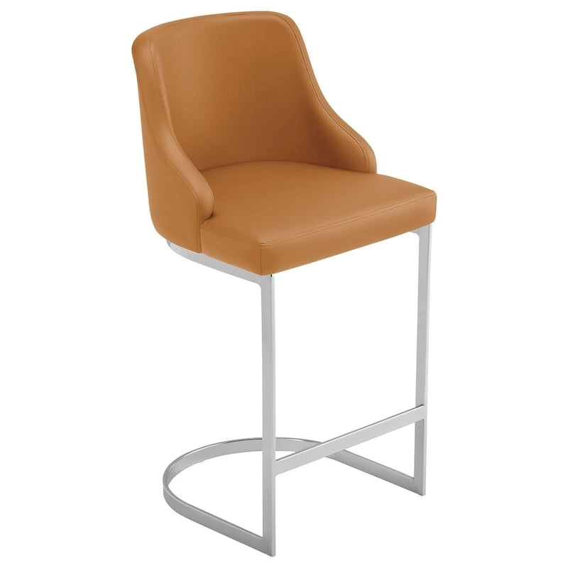 Velvet/Faux Leather Barstool, Counter Height Stools Set of 3 - 18.9W x 20.5D x 36.6H