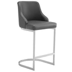 Velvet/Faux Leather Barstool, Counter Height Stools Set of 3 - 18.9W x 20.5D x 36.6H