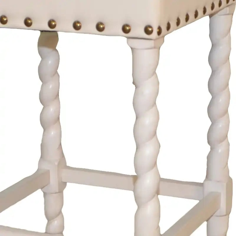 24 Cream And White Backless Counter Height Bar Chair With Footrest - 16.375