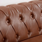 Rolled Arm Faux Leather Chesterfield Sofa with Removable Cushions
