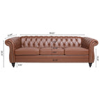 Rolled Arm Faux Leather Chesterfield Sofa with Removable Cushions