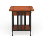 Carbon Loft Peter Matte Black Slatted Metal Oak End Table with drawer