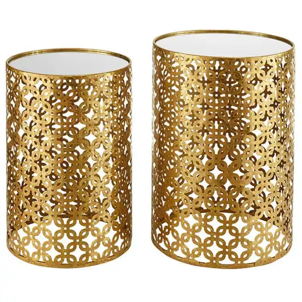 Set of Two Round Gold Nesting Tables