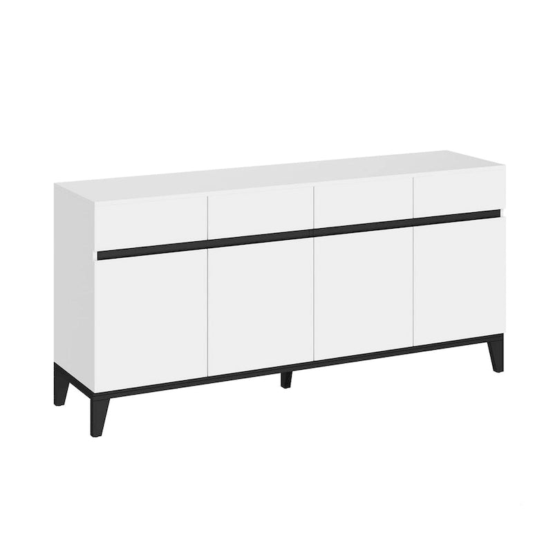 Buffet Sideboard Combo Chest Console Table White/Black 4 Door 4 Drawer