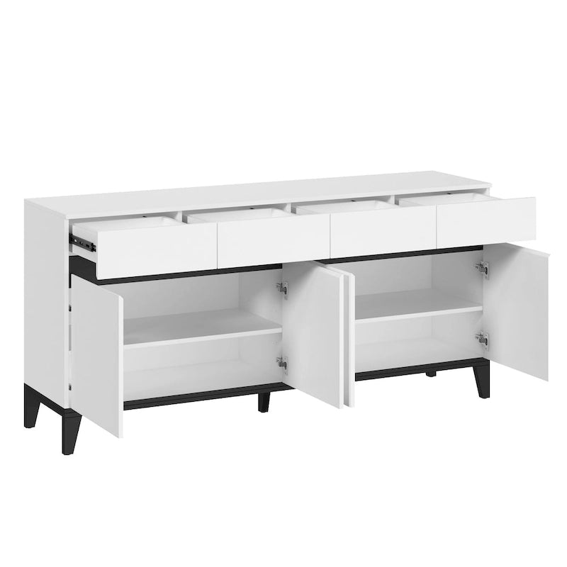 Buffet Sideboard Combo Chest Console Table White/Black 4 Door 4 Drawer