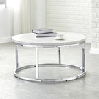 Steve Silver Eden White Marble Top Round Coffee Table